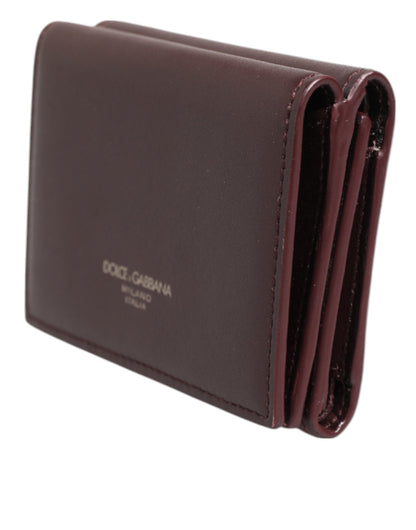 Dolce & Gabbana Leather Embossed Logo Trifold Men Card Holder - Dark Brown