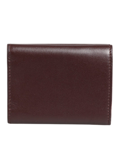 Dolce & Gabbana Leather Embossed Logo Trifold Men Card Holder - Dark Brown