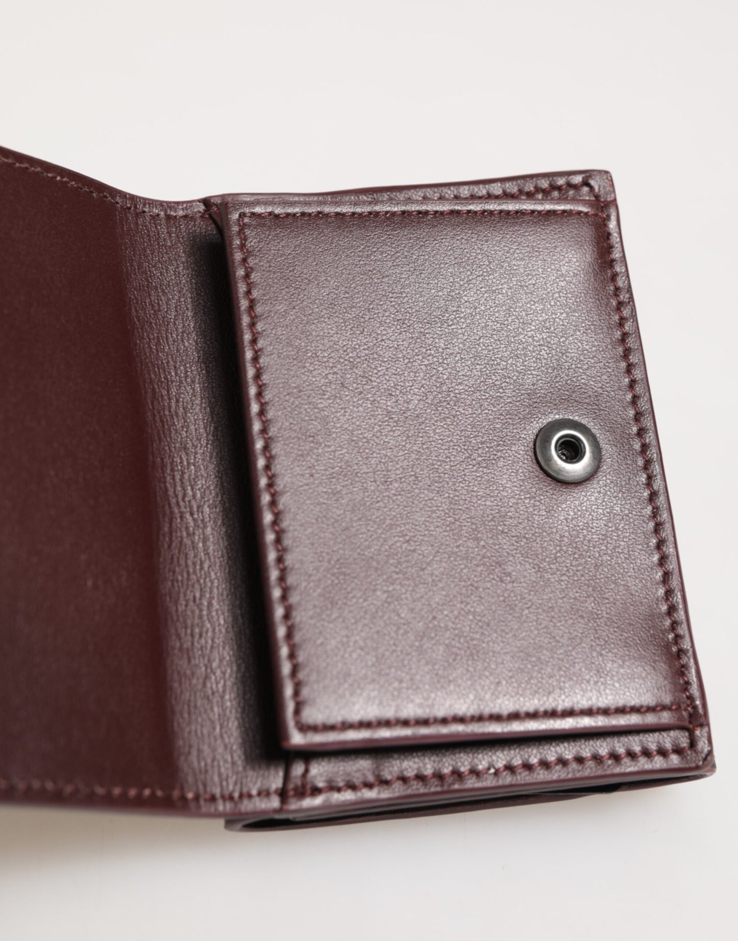 Dolce & Gabbana Leather Embossed Logo Trifold Men Card Holder - Dark Brown