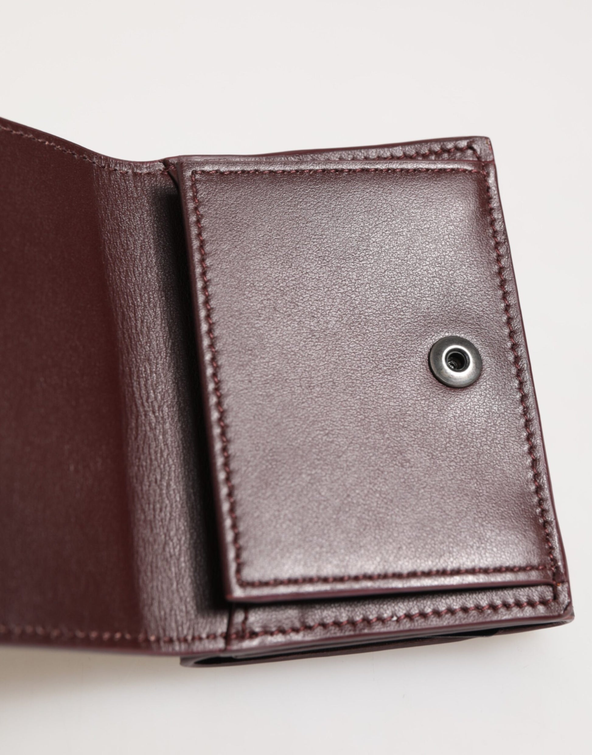 Dolce & Gabbana Leather Embossed Logo Trifold Men Card Holder - Dark Brown