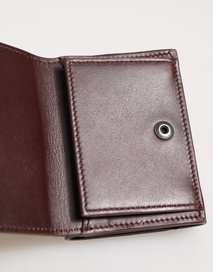 Dolce & Gabbana Leather Embossed Logo Trifold Men Card Holder - Dark Brown