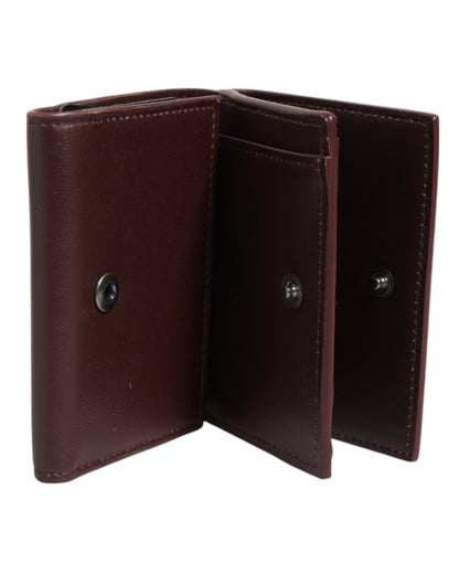 Dolce & Gabbana Leather Embossed Logo Trifold Men Card Holder - Dark Brown