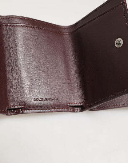 Dolce & Gabbana Leather Embossed Logo Trifold Men Card Holder - Dark Brown