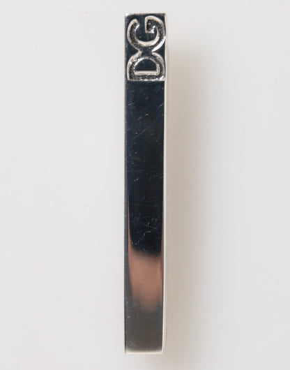 Dolce & Gabbana Silver Tone Brass Logo Branded Tie Clip Bar for Men