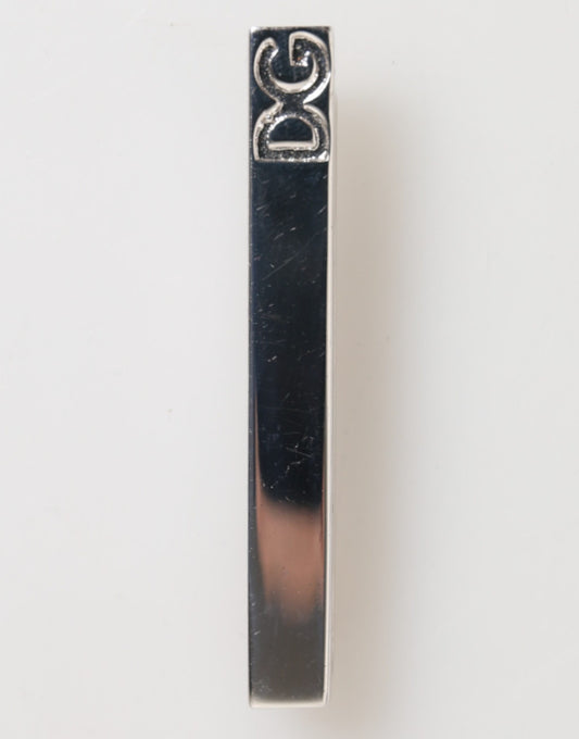 Dolce & Gabbana Silver Tone Brass Logo Branded Tie Clip Bar for Men