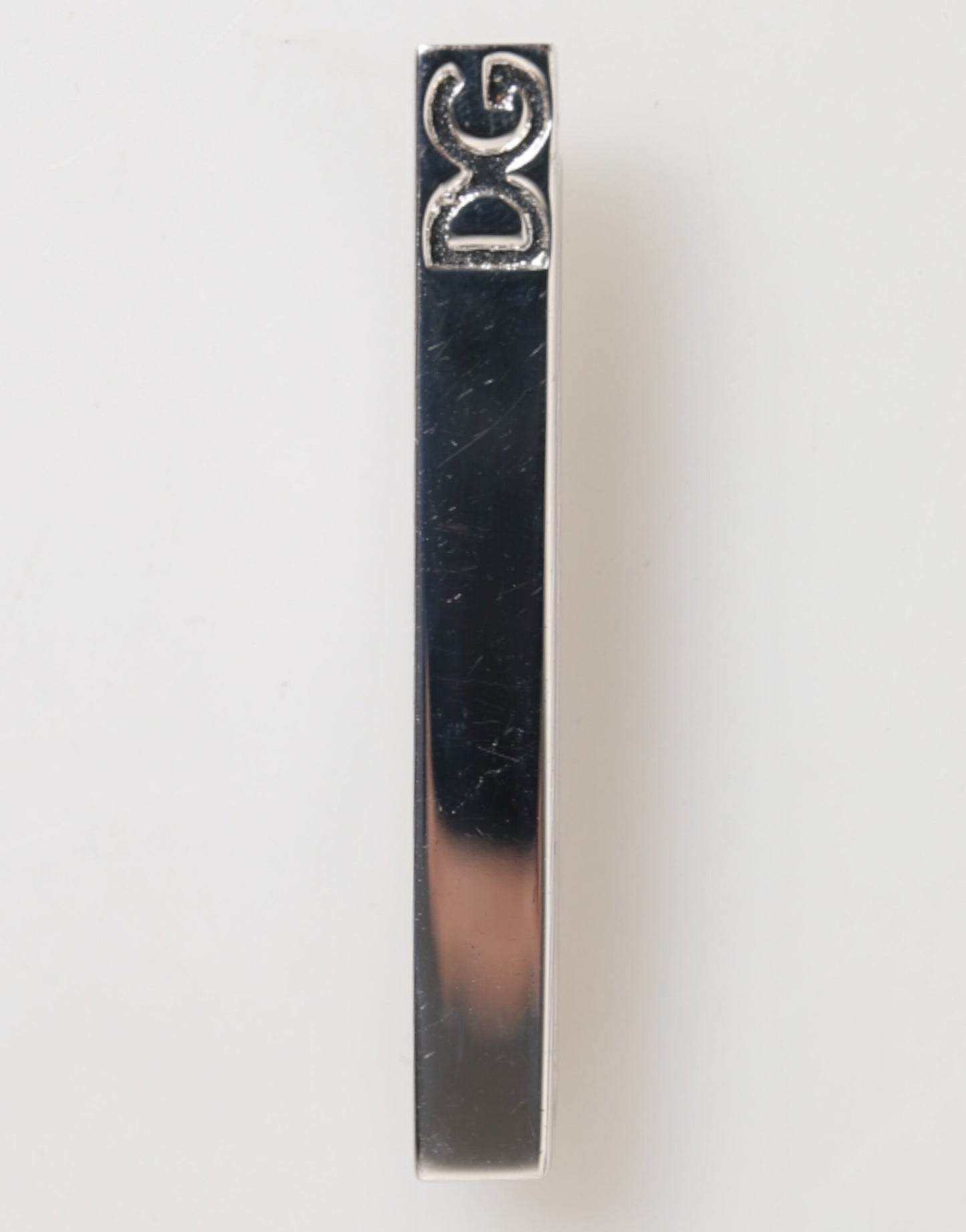 Dolce & Gabbana Silver Tone Brass Logo Branded Tie Clip Bar for Men