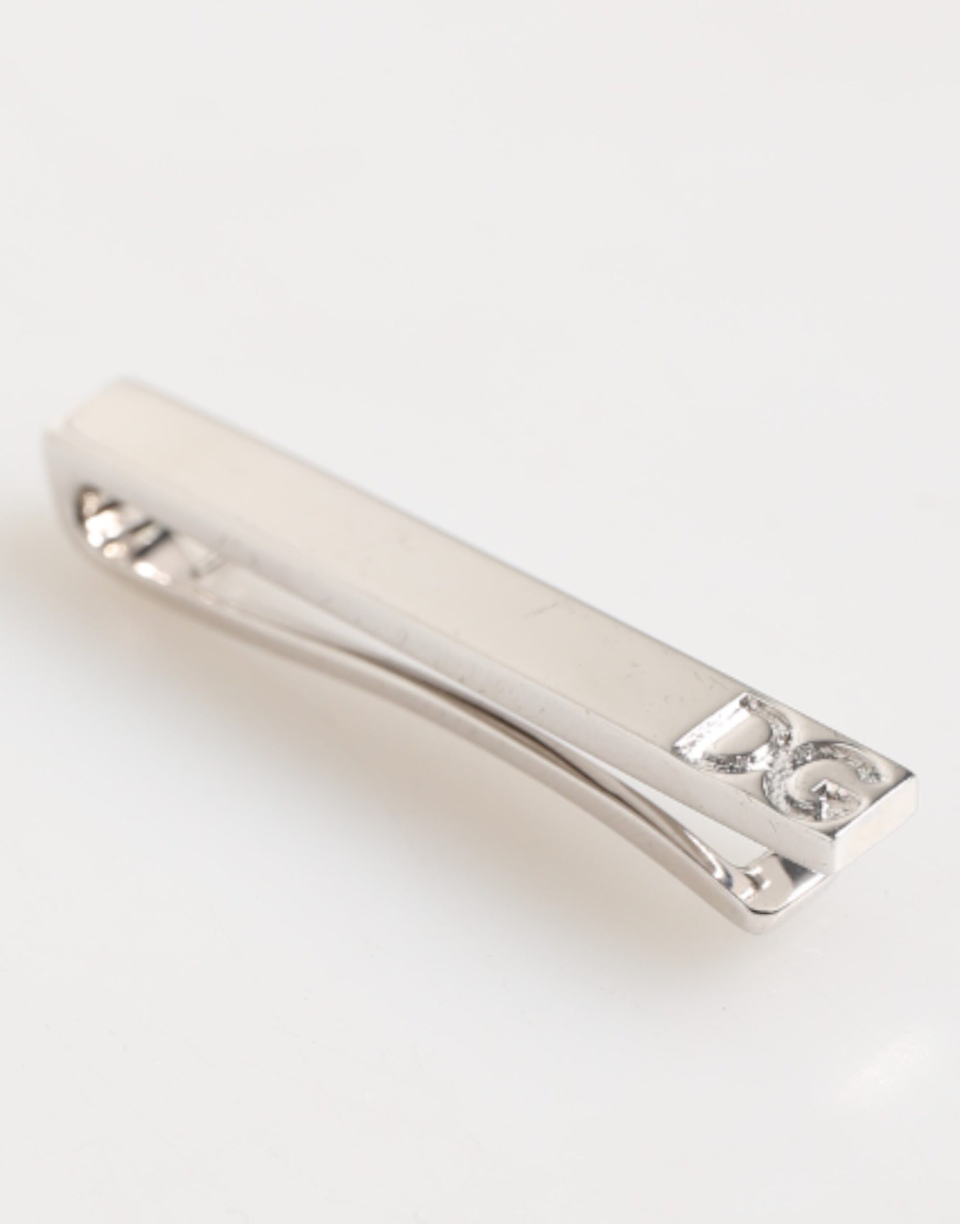 Dolce & Gabbana Silver Tone Brass Logo Branded Tie Clip Bar for Men
