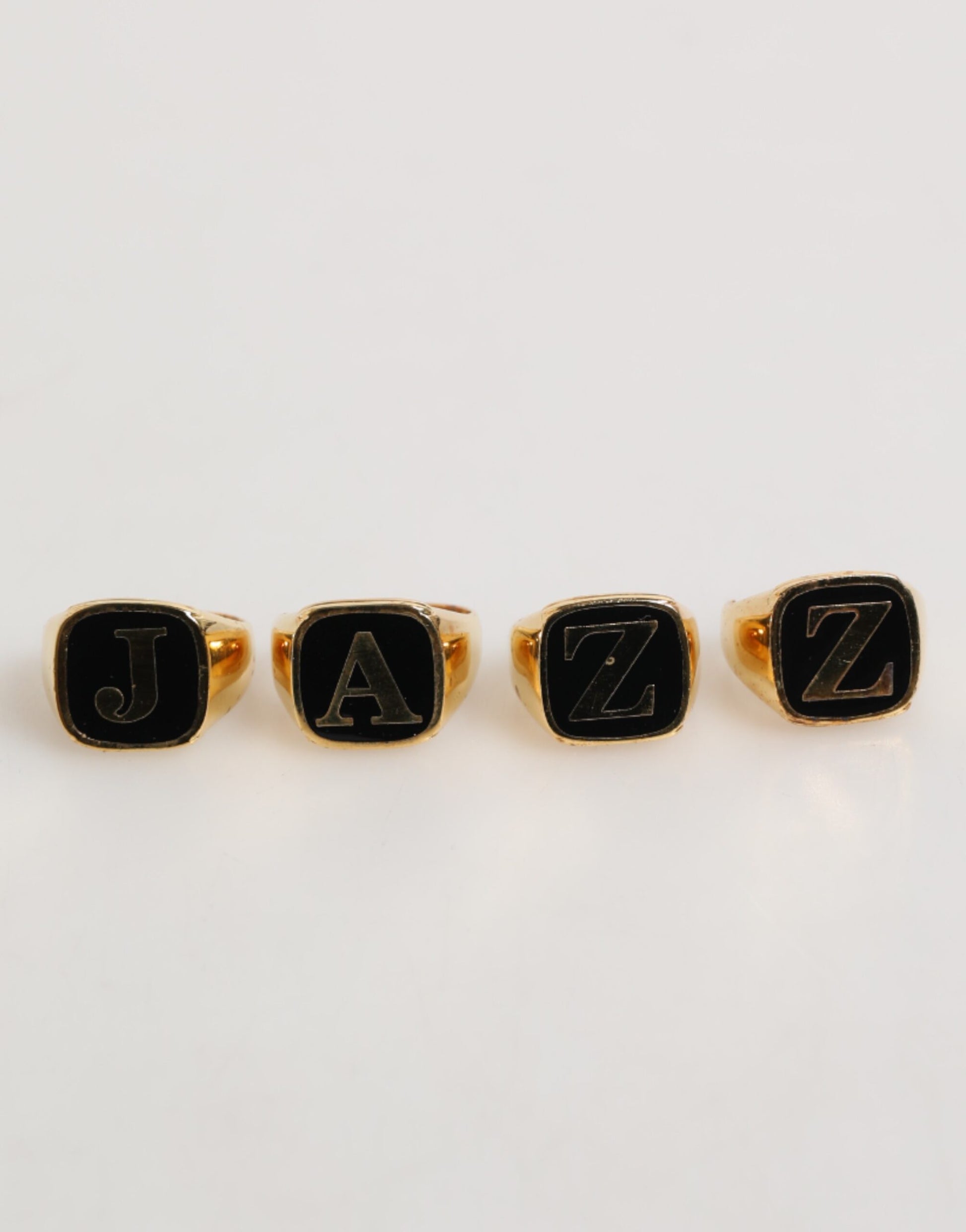 Dolce & Gabbana Gold Tone Brass JAZZ Letter Set Adjustable Ring