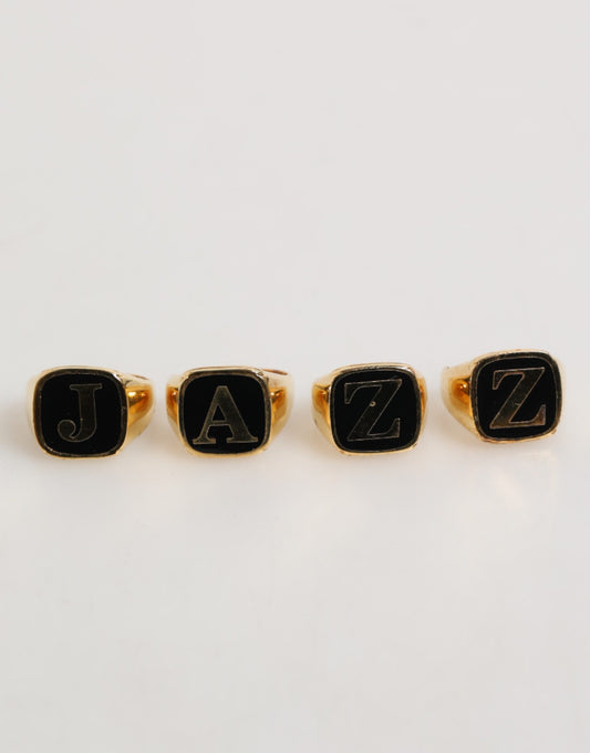 Dolce & Gabbana Gold Tone Brass JAZZ Letter Set Adjustable Ring