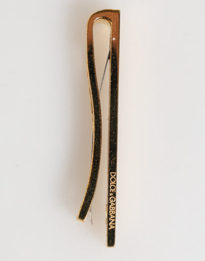 Dolce & Gabbana Gold Tone Brass Logo Branded Tie Clip Bar for Men