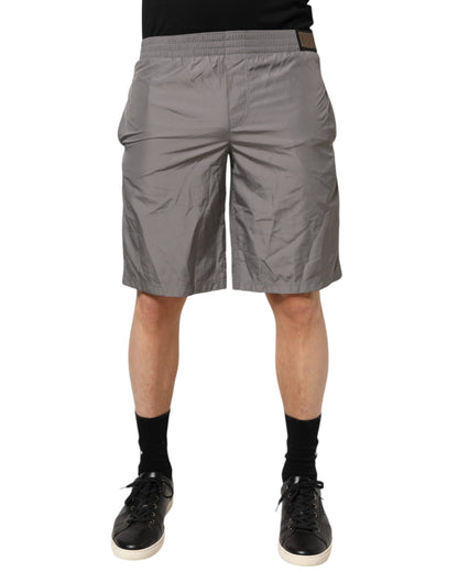 Dolce & Gabbana Light Gray Nylon Elastic Waist Swim Shorts