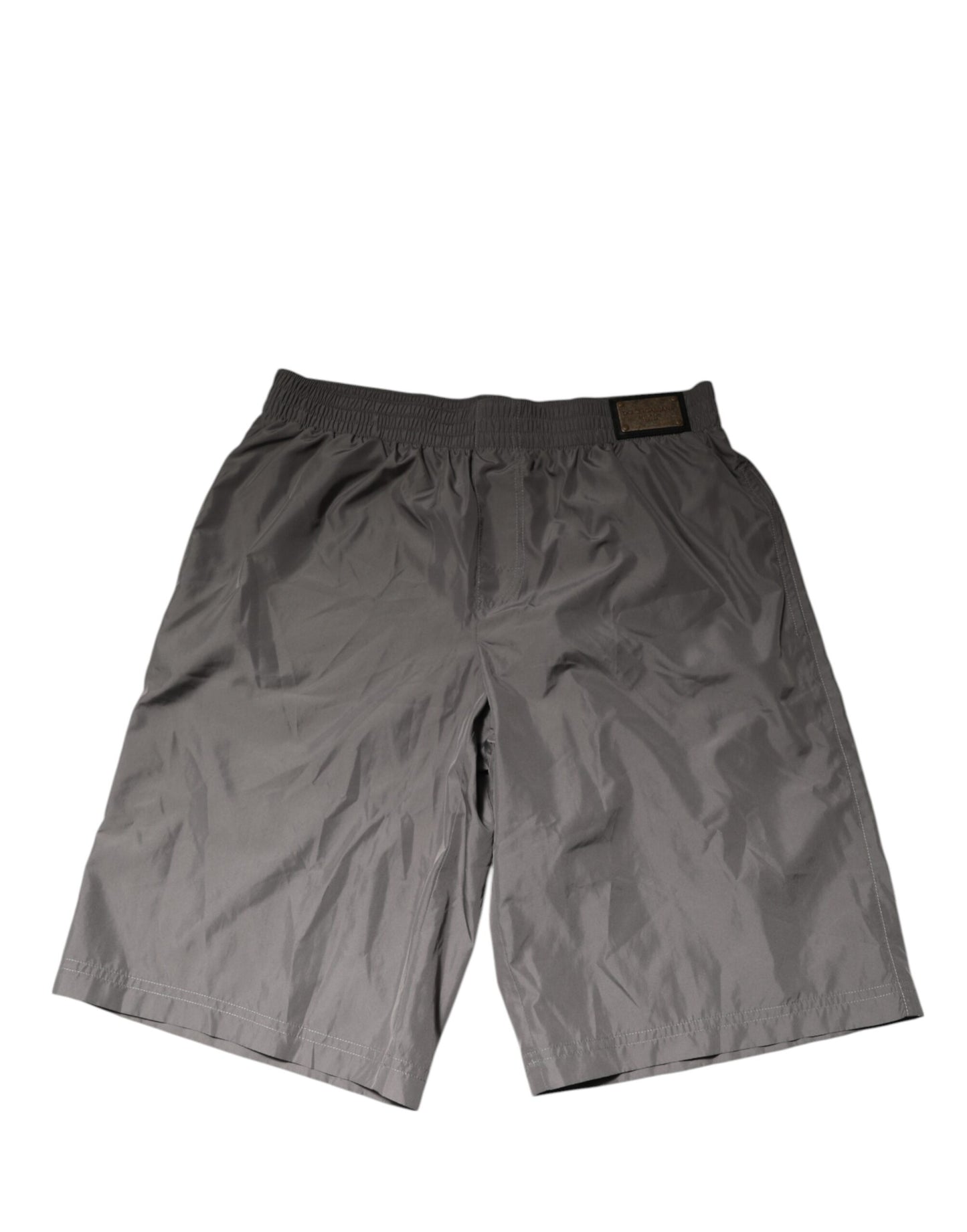 Dolce & Gabbana Light Gray Nylon Elastic Waist Swim Shorts
