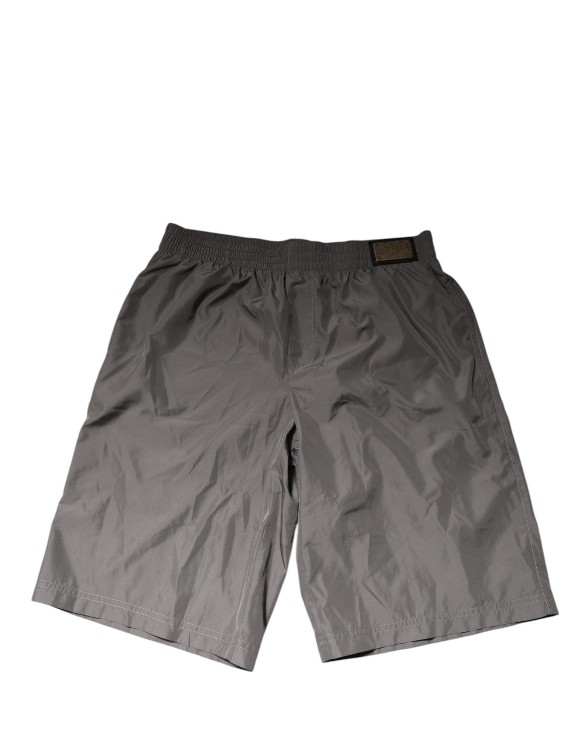 Dolce & Gabbana Light Gray Nylon Elastic Waist Swim Shorts