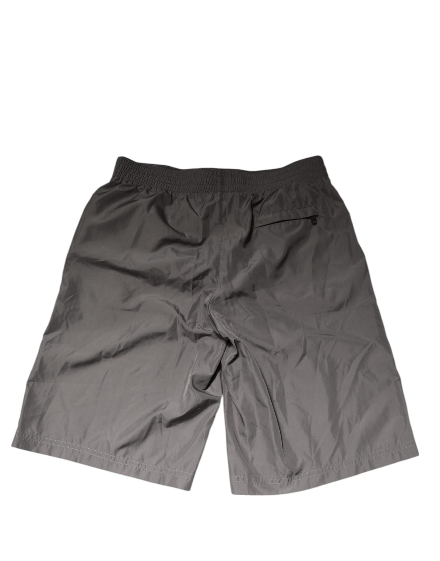 Dolce & Gabbana Light Gray Nylon Elastic Waist Swim Shorts