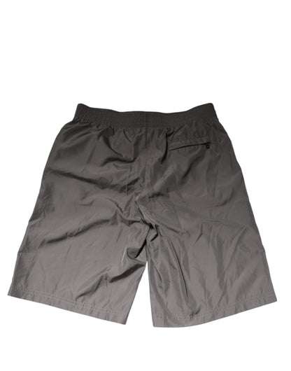Dolce & Gabbana Light Gray Nylon Elastic Waist Swim Shorts