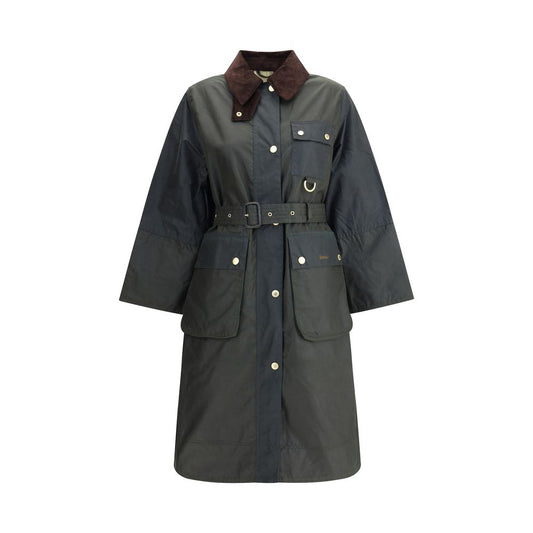Barbour Dark Green Milda Waxed Trench Coat