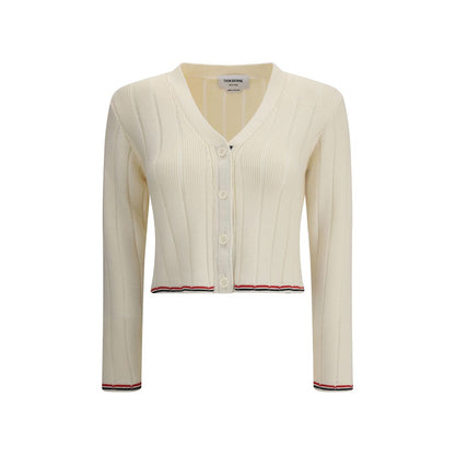 Thom Browne Ladder Full Needle Rib Stitch V Neck Cardigan