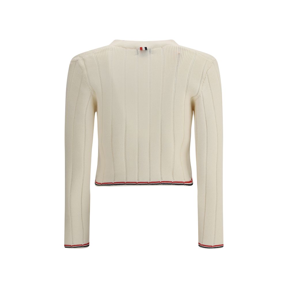Thom Browne Ladder Full Needle Rib Stitch V Neck Cardigan