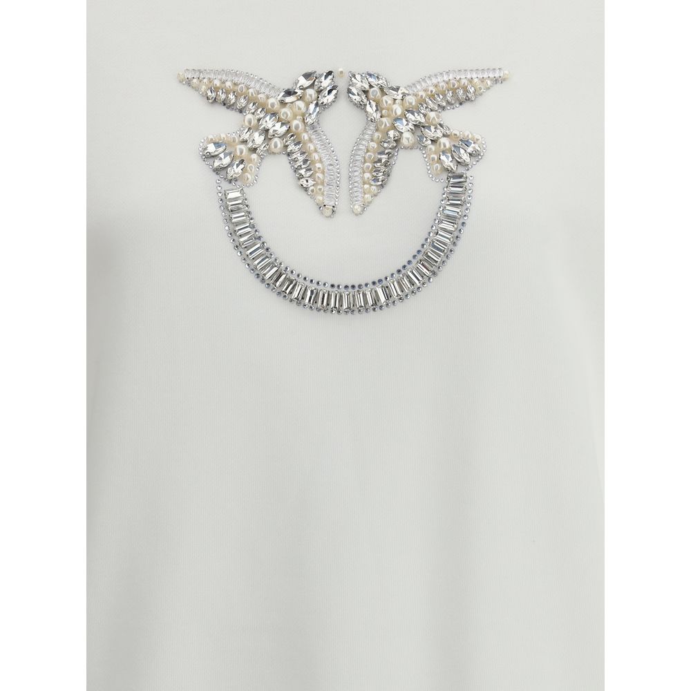 PINKO White Cotton Embellished Sweatshirt