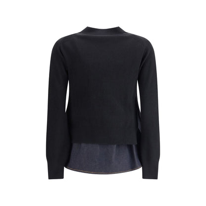 Sacai Cardigan with Denim Panel