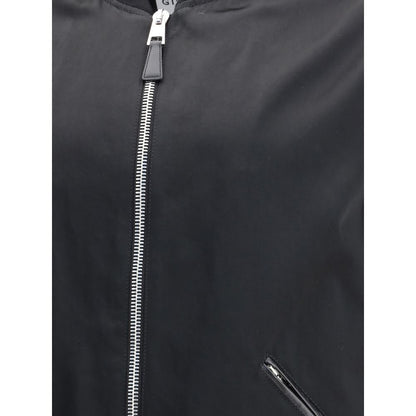 Givenchy Black Bomber Jacket for Men in Satin and Nappa Leather