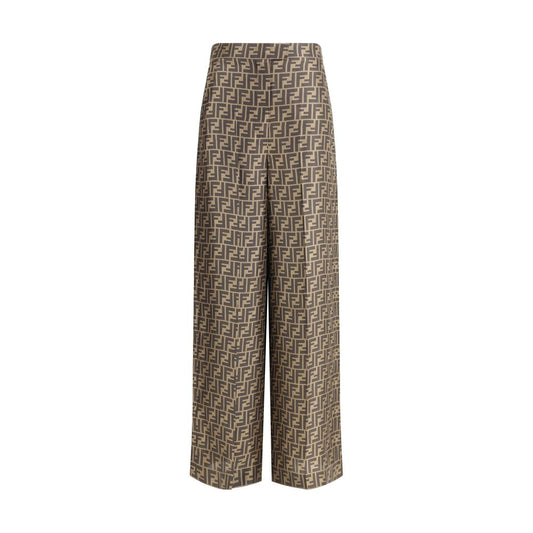 Fendi Monogram Pattern Silk Pants
