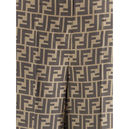 Fendi Monogram Pattern Silk Pants