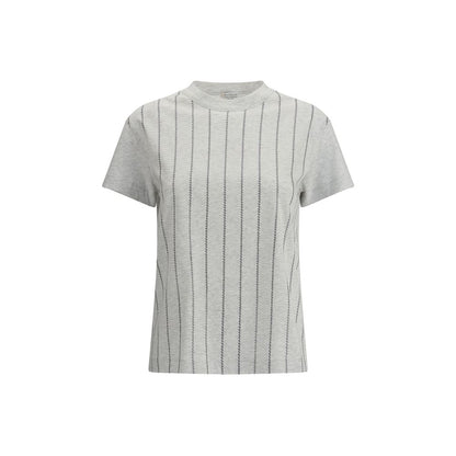 Brunello Cucinelli Striped T-Shirt with Mini Sequins