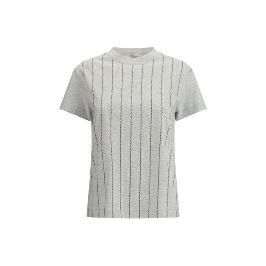 Brunello Cucinelli Striped T-Shirt with Mini Sequins