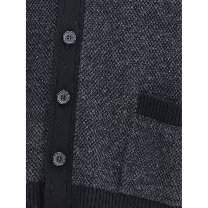 Thom Browne Textured Stitch V Neck Cardigan in Washe