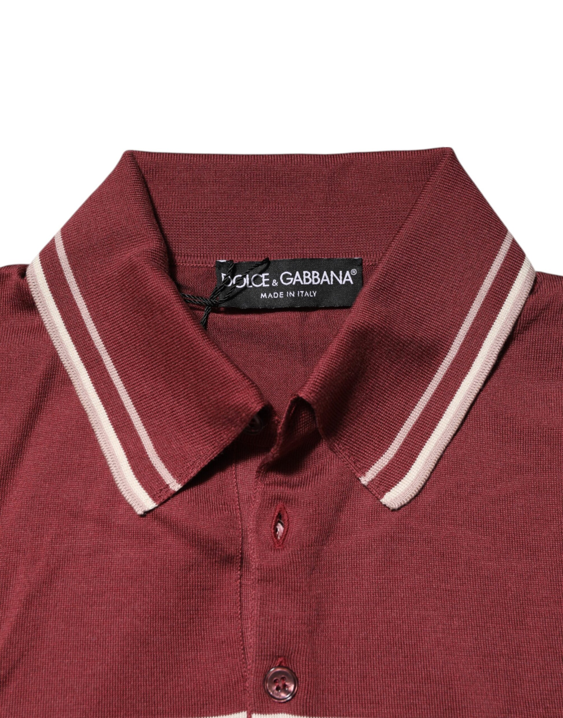 Dolce & Gabbana Cotton Burgundy Striped DG Logo Polo T-shirt