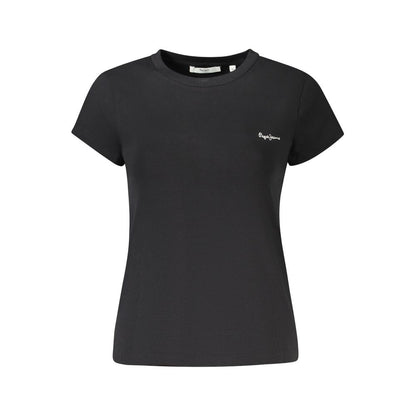 Pepe Jeans Women's Black Cotton T-Shirt - MERIDA Collection