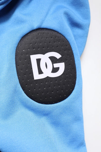 Dolce & Gabbana Blue Cotton Hooded Sportswear Vest