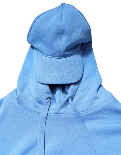 Dolce & Gabbana Blue Cotton Hooded Sportswear Vest