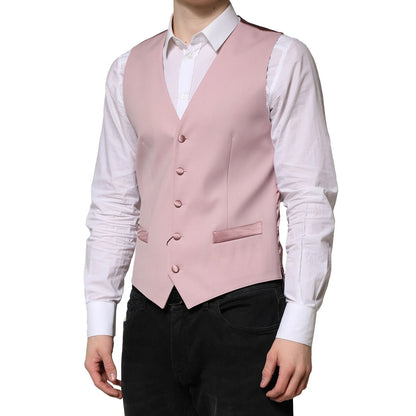 Dolce & Gabbana Pink Wool Formal Waistcoat Vest