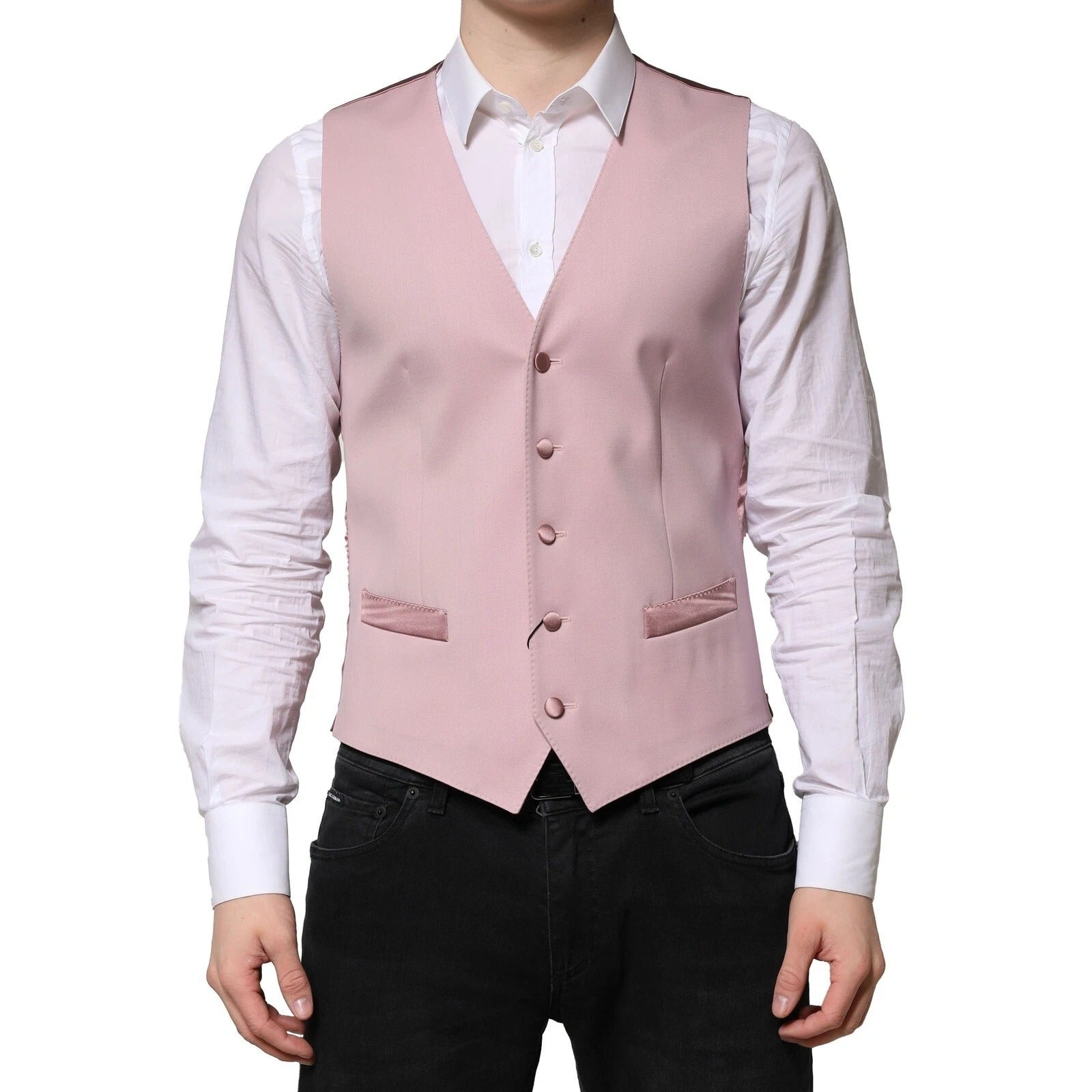 Dolce & Gabbana Pink Wool Formal Waistcoat Vest