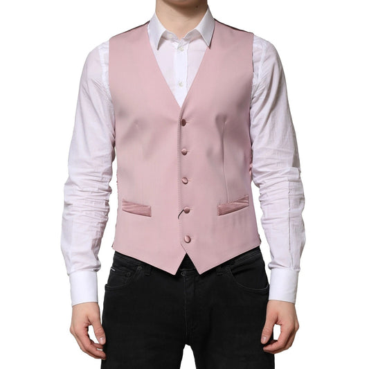 Dolce & Gabbana Pink Wool Formal Waistcoat Vest