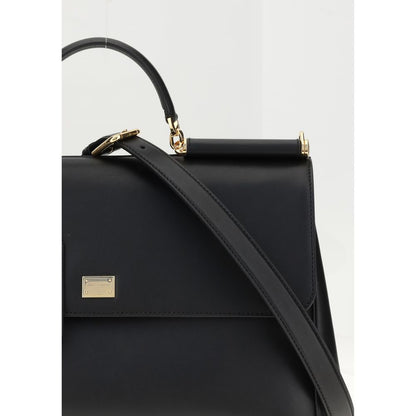 Dolce & Gabbana My Sicily Black Handbag in Plongé Calfskin