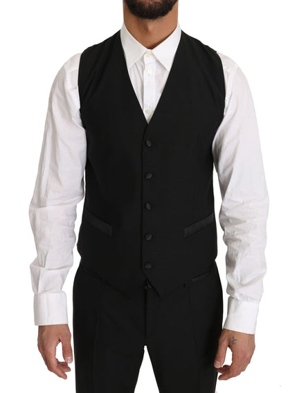  - Sleek Black Slim Fit Formal Vest