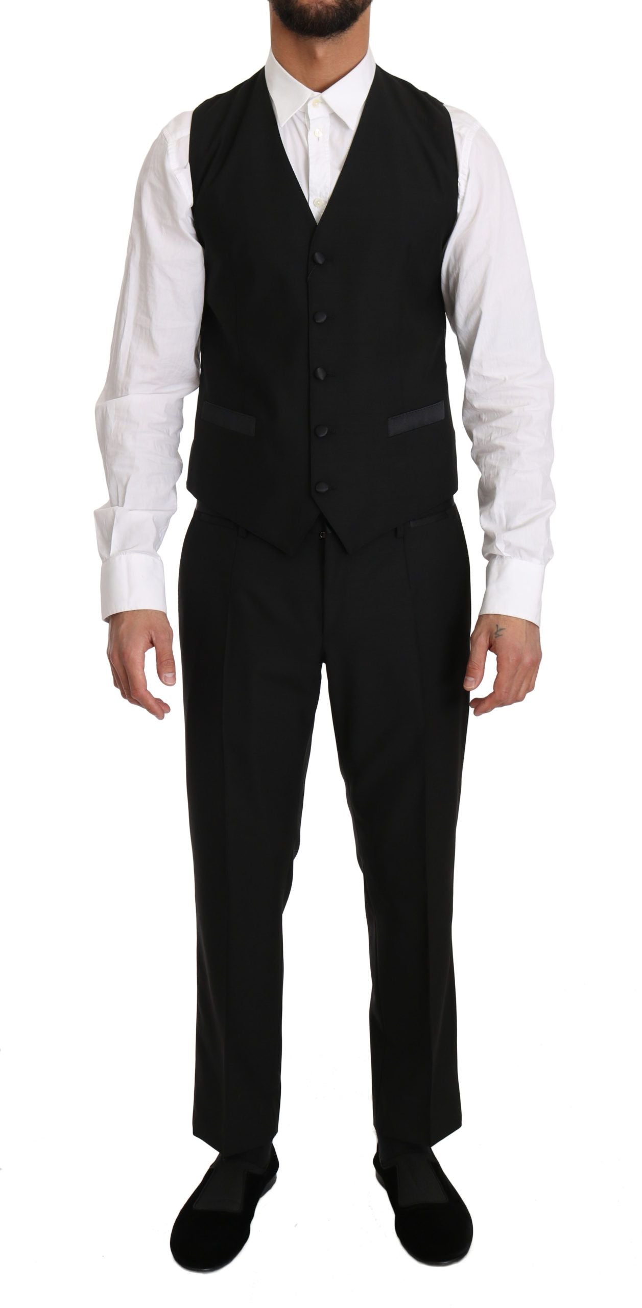  - Sleek Black Slim Fit Formal Vest