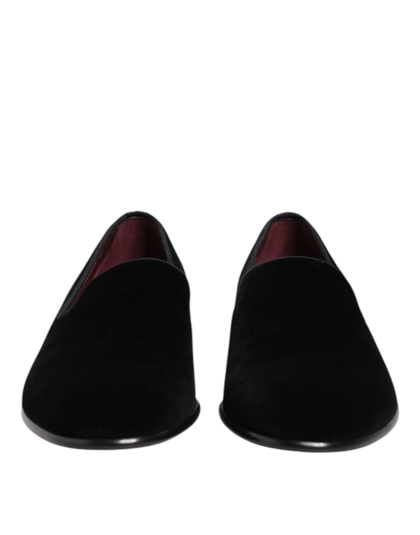 Dolce & Gabbana Black Velvet Slip On Men Loafers Formal Shoes