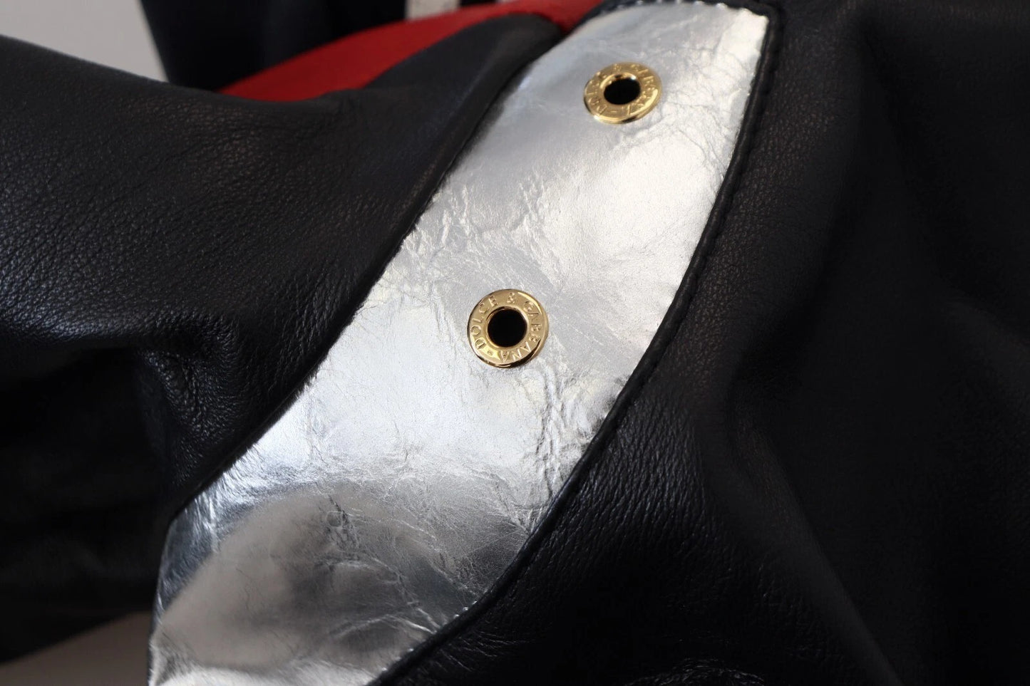 Dolce & Gabbana Black, White & Red Leather Hooded Blouson Jacket