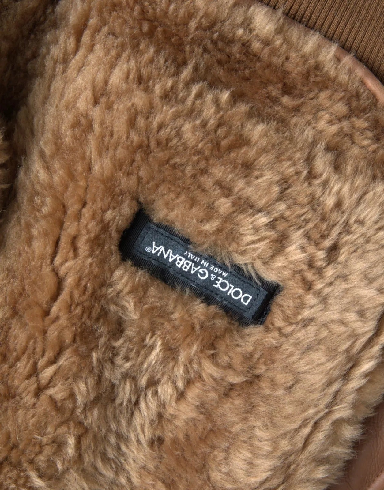 Dolce & Gabbana Brown Leather Fur Collar Biker Jacket