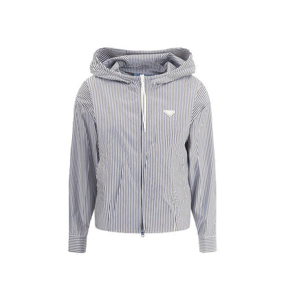 Prada Blue Striped Hoodie Jacket for Women