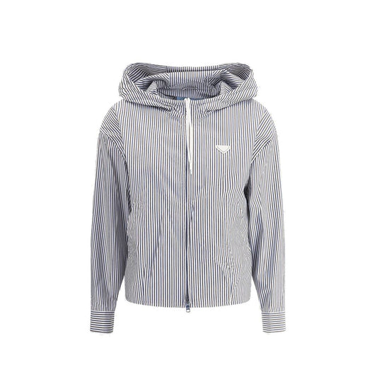 Prada Blue Striped Hoodie Jacket for Women