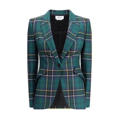 Alexander McQueen Green Check Pattern Blazer for Women