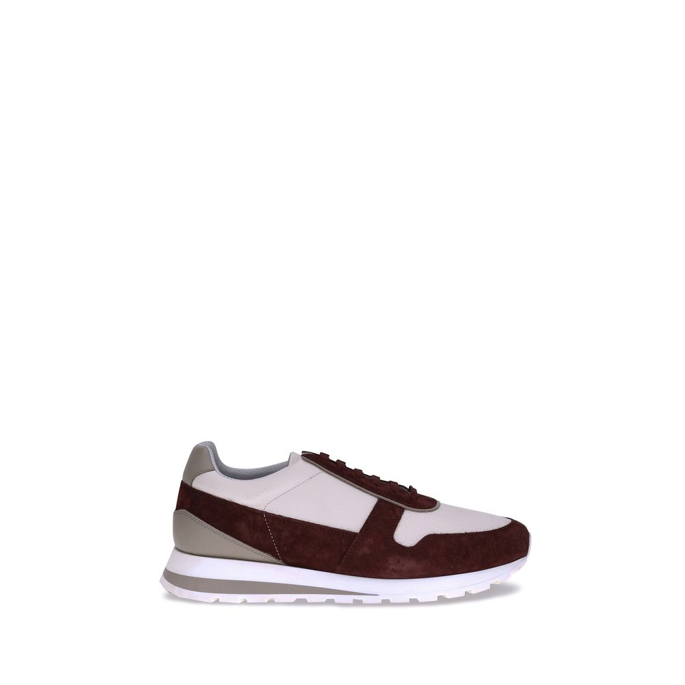 Brunello Cucinelli Leather Sneakers with Suede Detailing