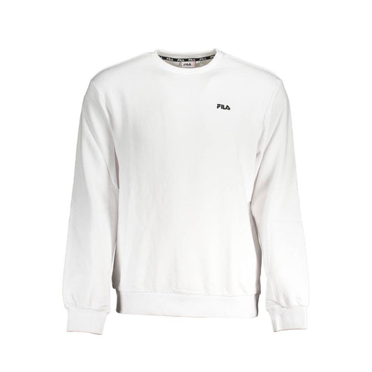 Fila White Cotton Sweater: Brushed Long Sleeve Crew Neck