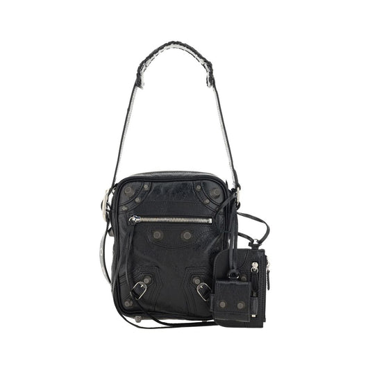 Balenciaga Black Leather Le Cagole Messenger Crossbody Bag for Men