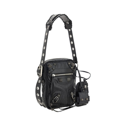 Balenciaga Black Leather Le Cagole Messenger Crossbody Bag for Men